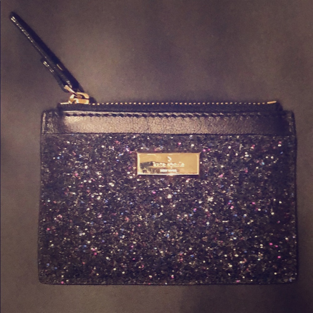 Black and glitter kate spade card holder/wallet